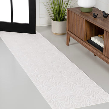Porter Geometric Art Deco Fan Pattern High-low Area Rug